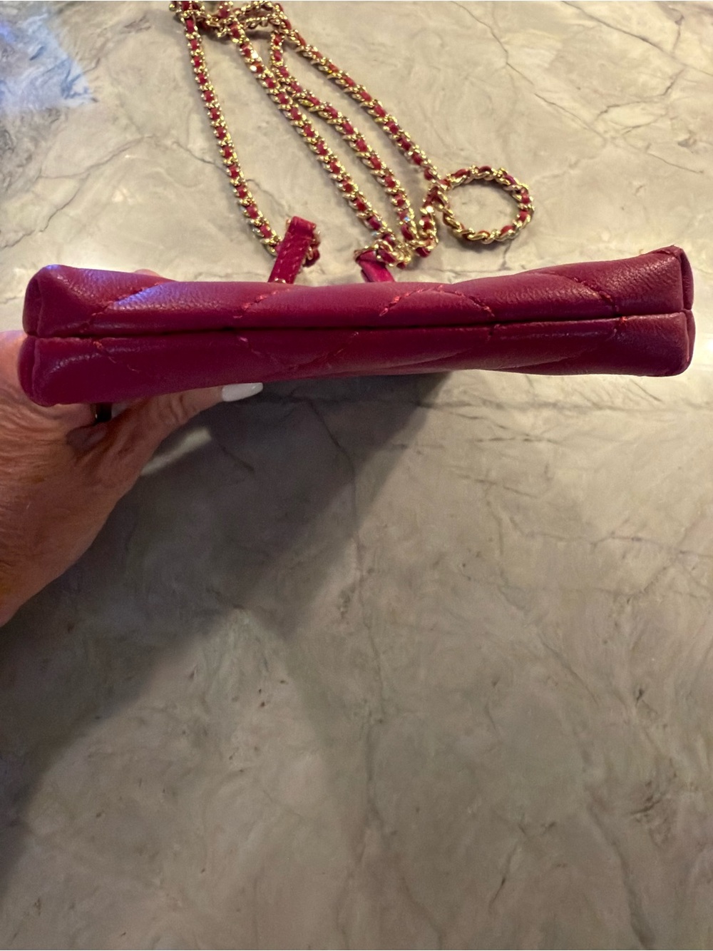 Tory Burch Fuchsia Quilted Leather Crossbody Bag with Chain - Picture 5 of 7